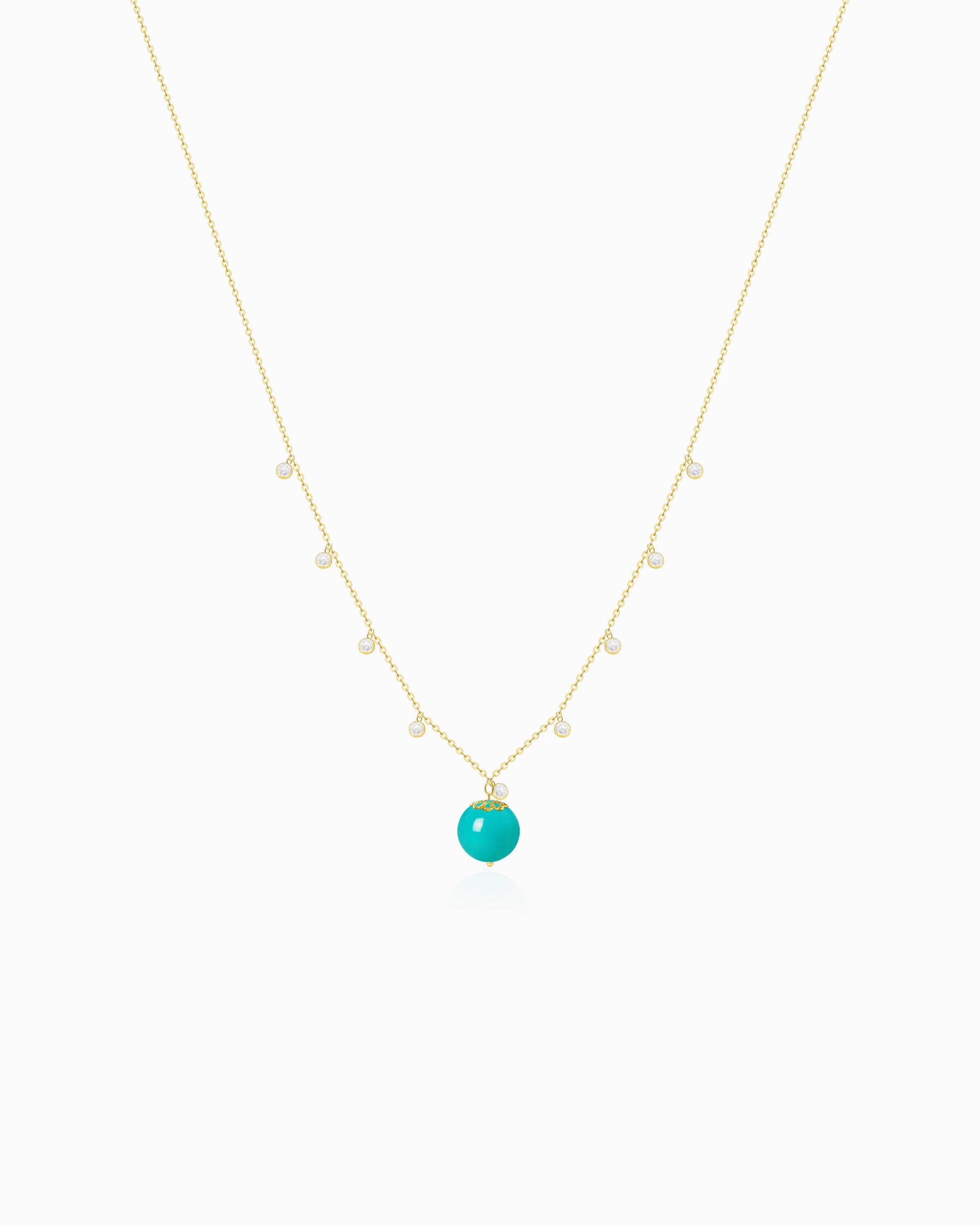 Turquoise Gold Orbit 10mm Necklace