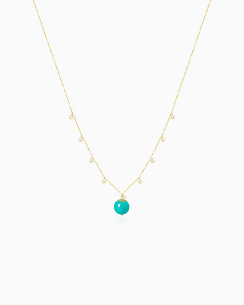 Turquoise Gold Orbit 10mm Necklace