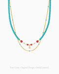 Turquoise Red Agate Gold Necklace Set – Clarity & Vitality