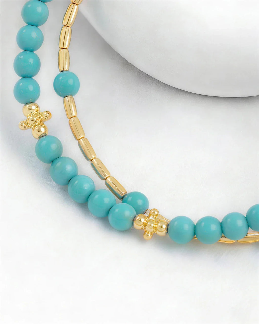 Details of Truquoise Gold Floral pre-layered bracelet