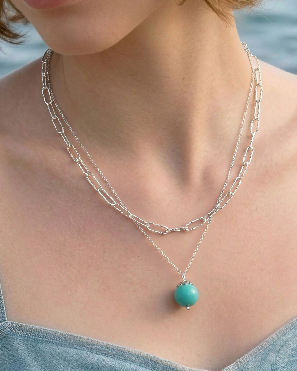 Turquoise Silver Necklace Set – Protection & Balance