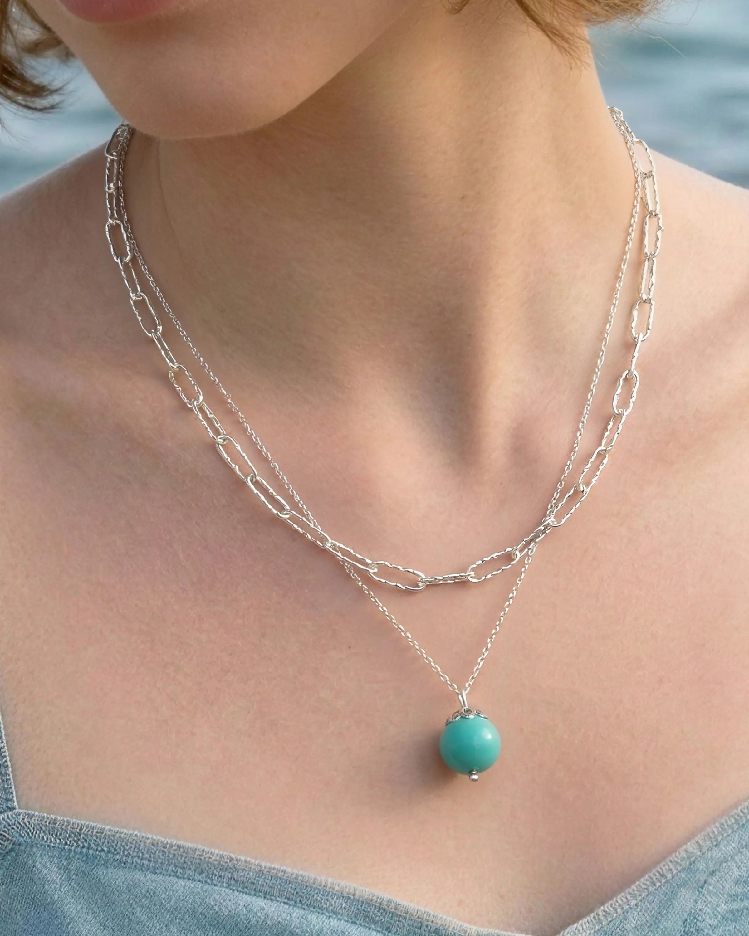 Turquoise Silver Necklace Set – Protection & Balance