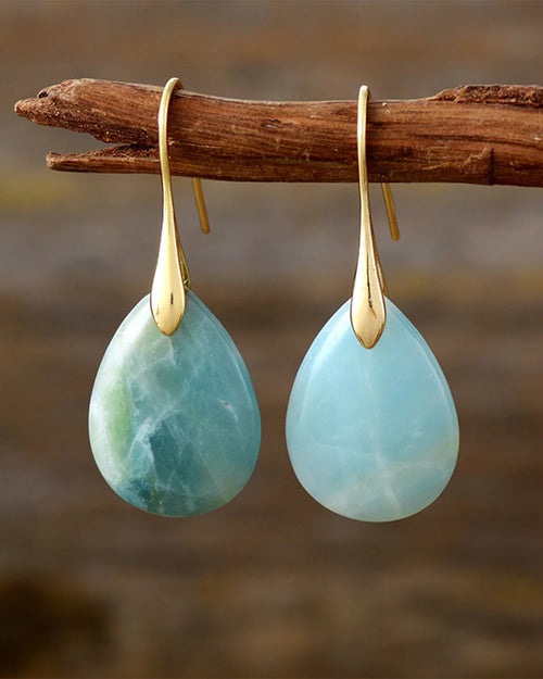 Close-up of Amazonite Silhouette Drop Earrings