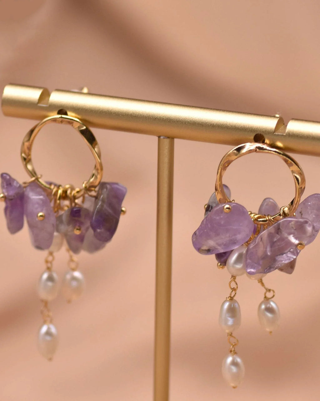 Gemstone Chip Gold Earrings – Clarity & Wisdom