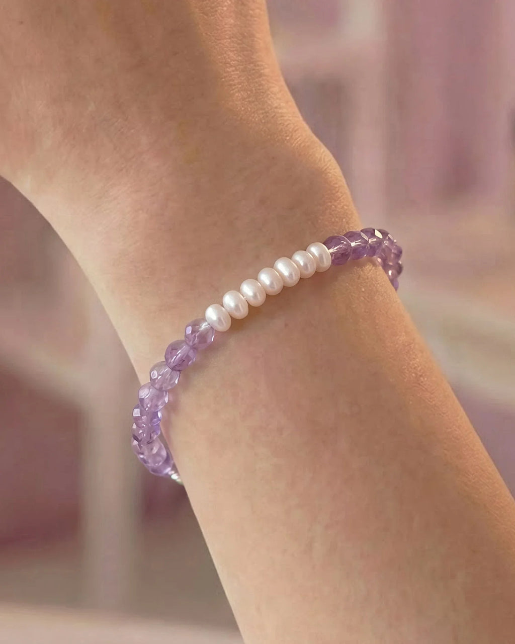 Amethyst Pearl 18K Gold Plated Bracelet