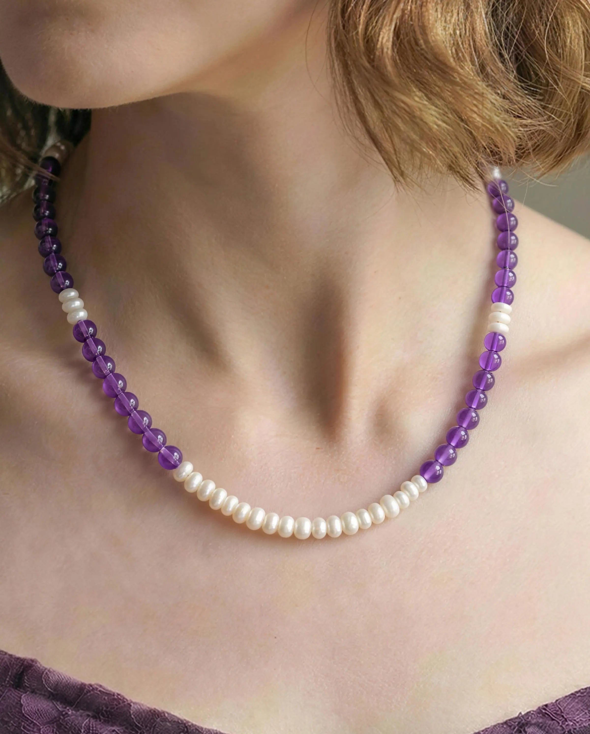 amethyst beaded necklace  | HALO IN STYLE