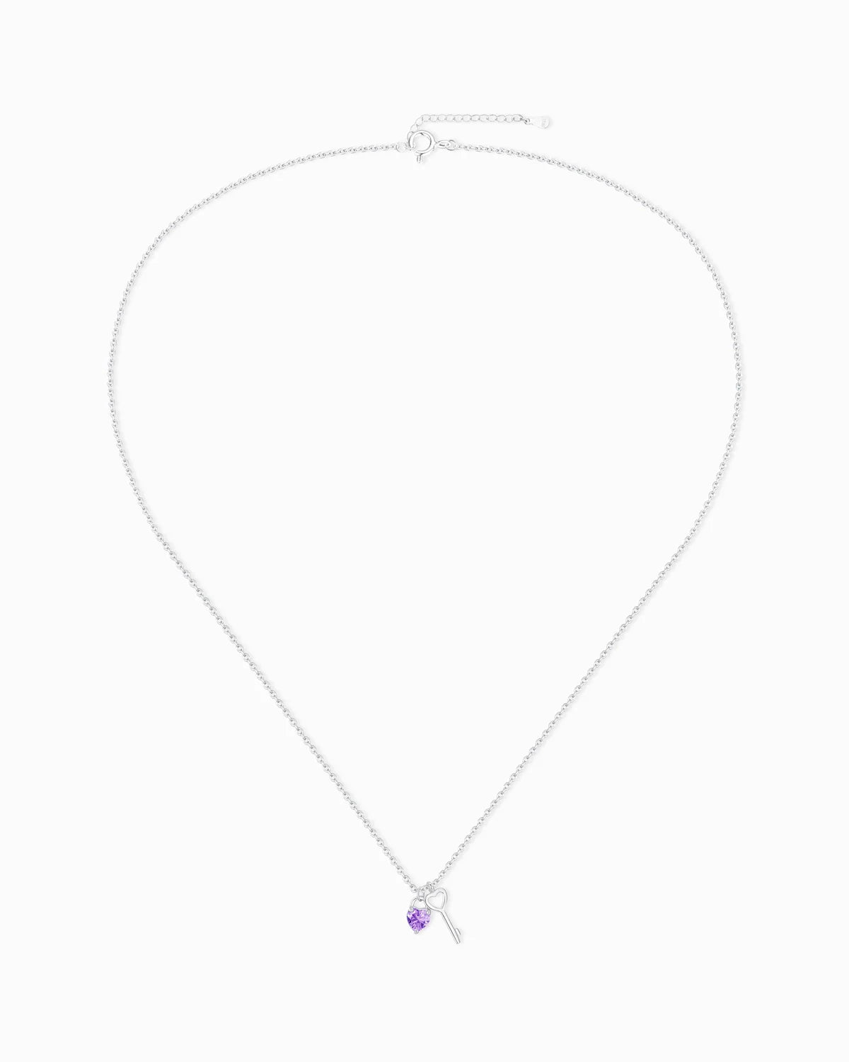 Amethyst Heart Sterling Silver Necklace