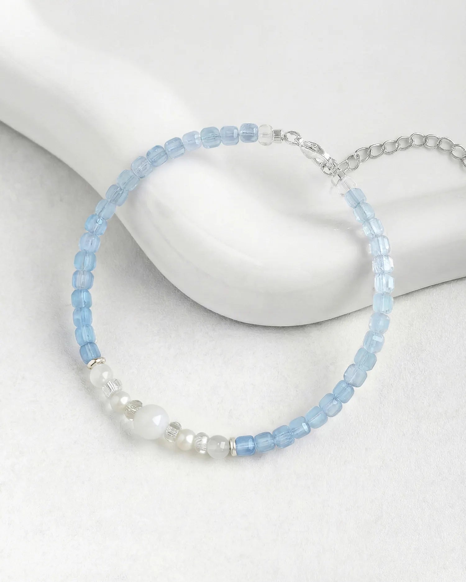 Aquamarine Moonstone Silver Bracelet – Calm & Serenity