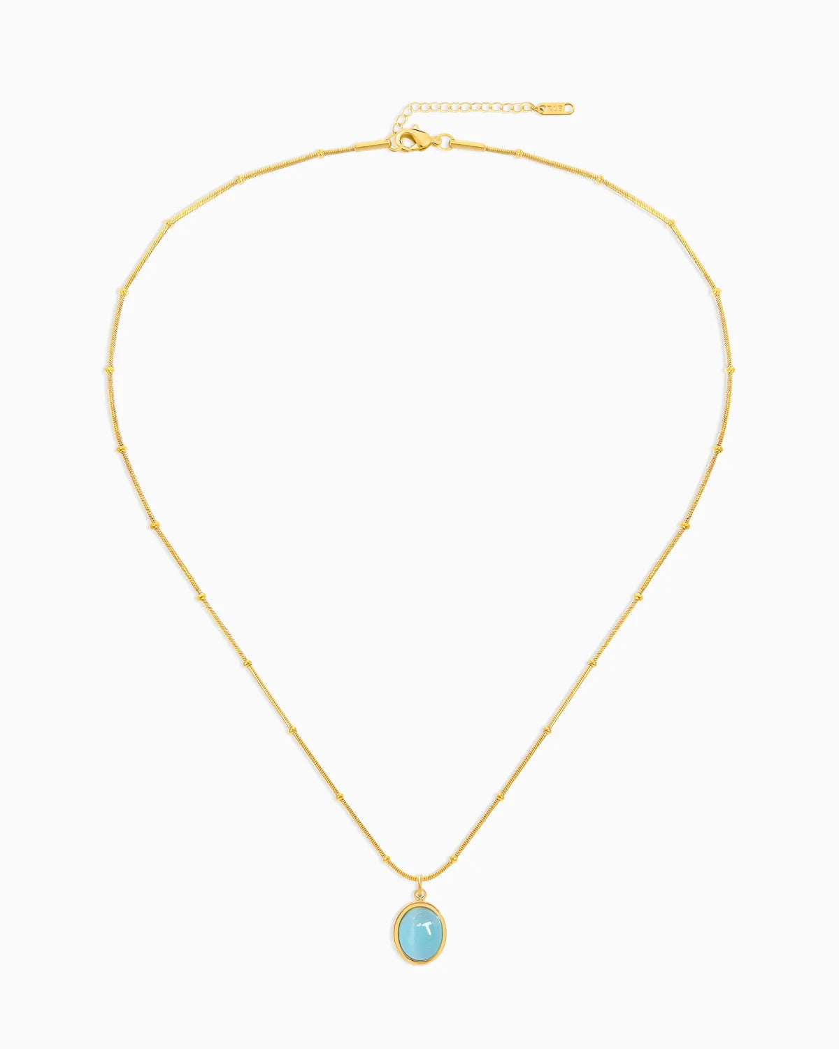 Aquamarine 14K Gold Plated Pendant Necklace