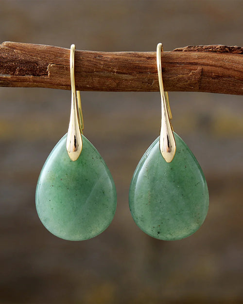 Close-up of Aventurine Silhouette Drop Earrings