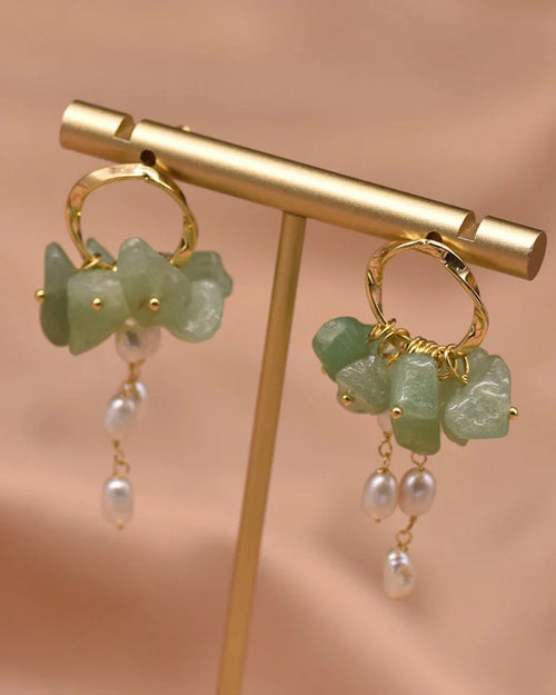 Close-up of Aventurine Chip Drop Earrings
