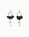 black onyx gemstone chip gold earrings [stone:Black Onyx]