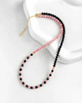 4mm Black Tourmaline and Rhodonite Beaded Necklace