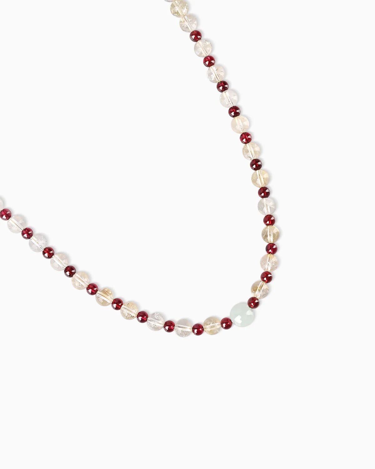 Citrine Garnet Gold Plated Sterling Silver Beaded Necklace