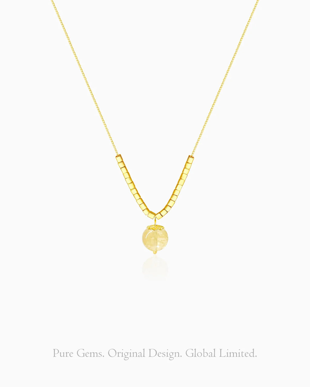 citrine cube bead pendant necklace – November birthstone jewelry