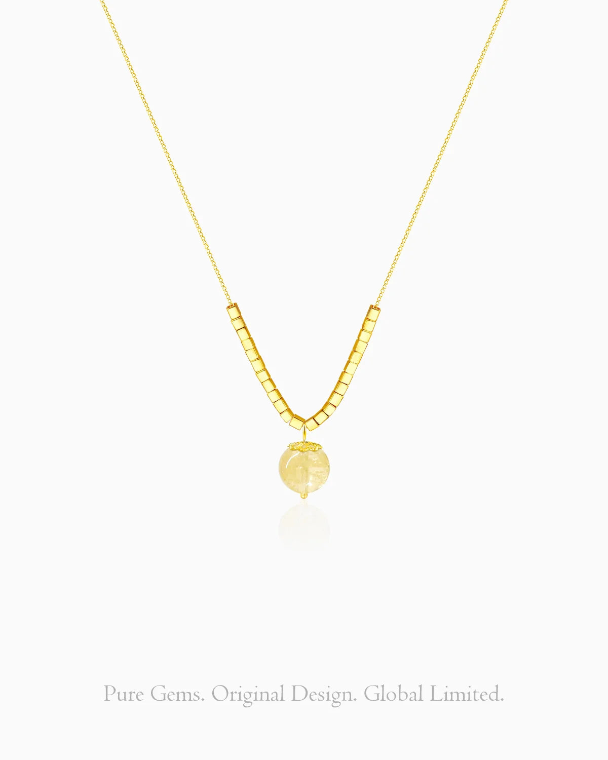 citrine cube bead pendant necklace – November birthstone jewelry
