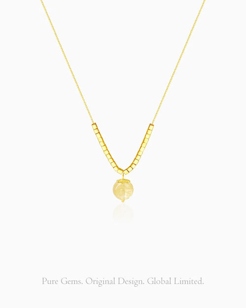 citrine cube bead pendant necklace – November birthstone jewelry