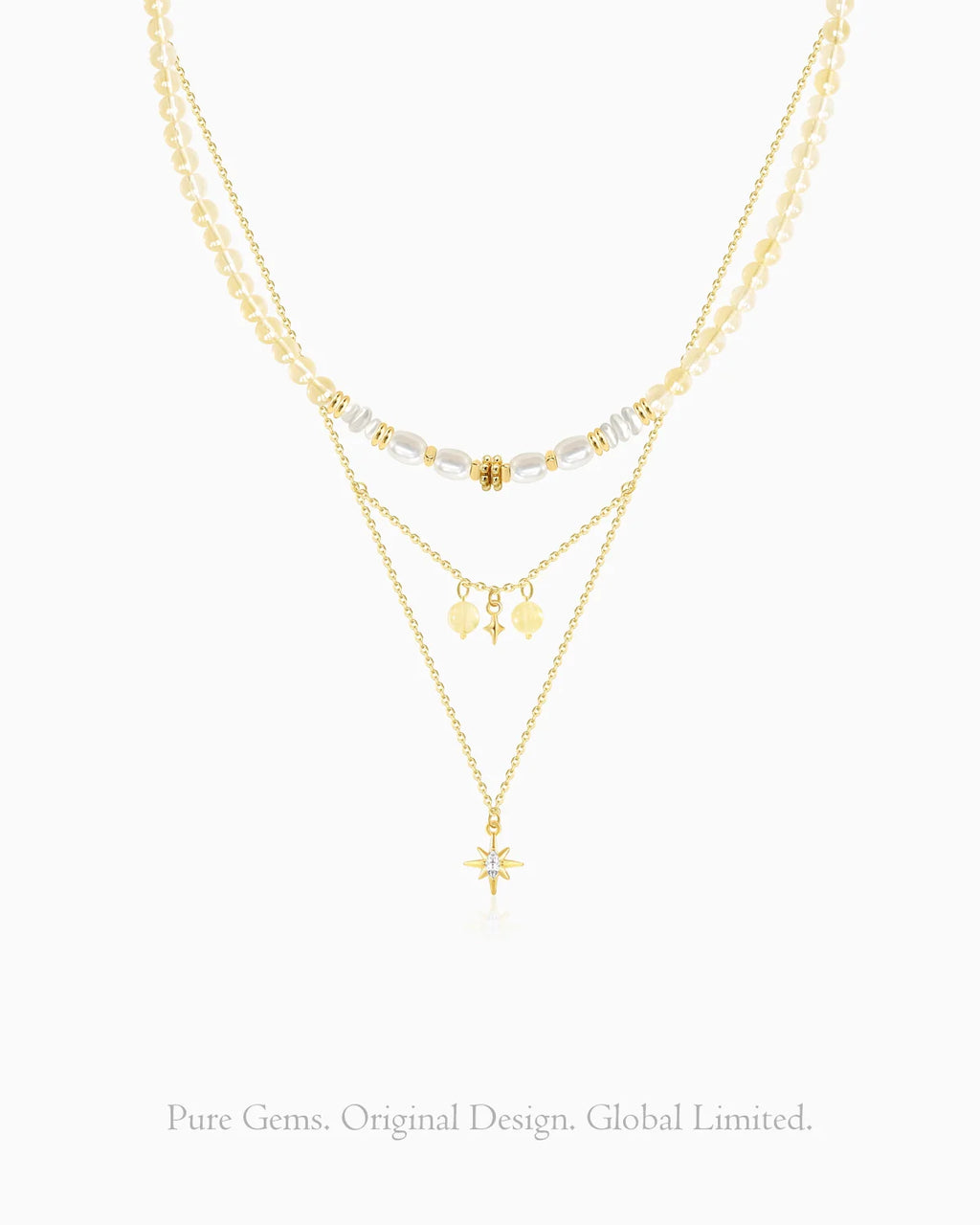 citrine beaded necklace set