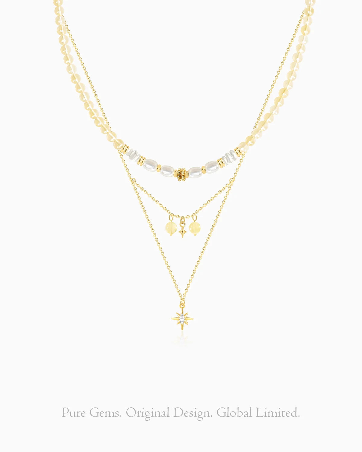 citrine beaded necklace set