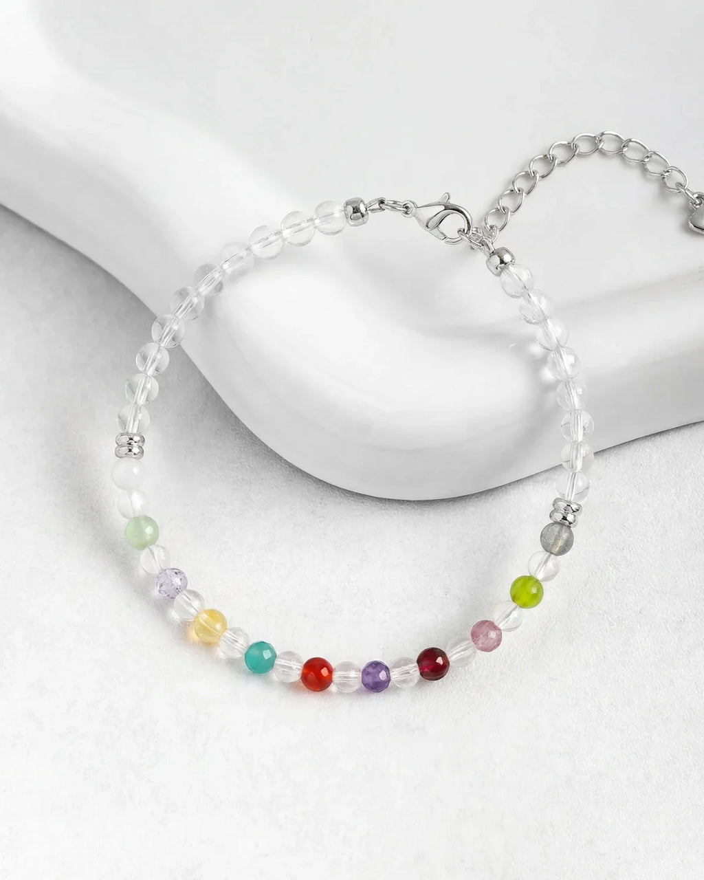 Clear Quartz Multi-Gem Silver Bracelet – Clarity & Joy