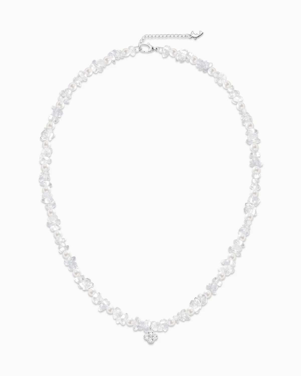 clear quartz beaded necklace with pendant