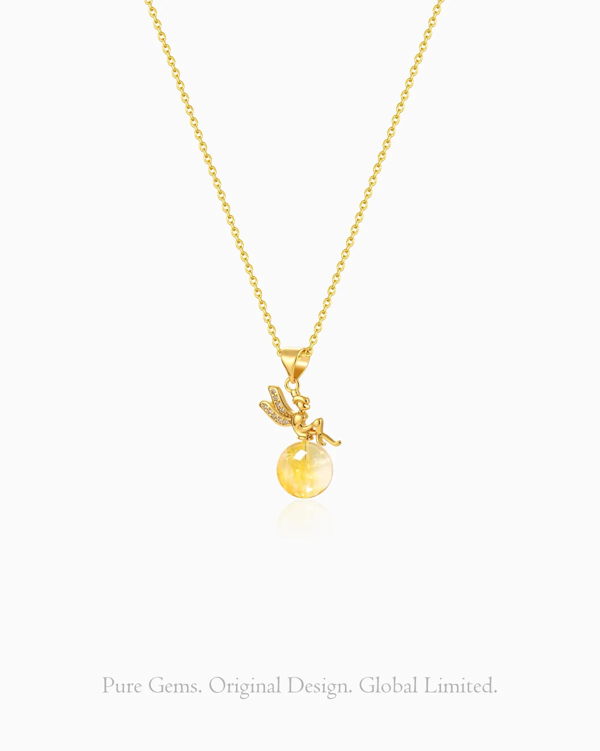 Citrine Fairy Gold Plated Sterling Silver Pendant Necklace