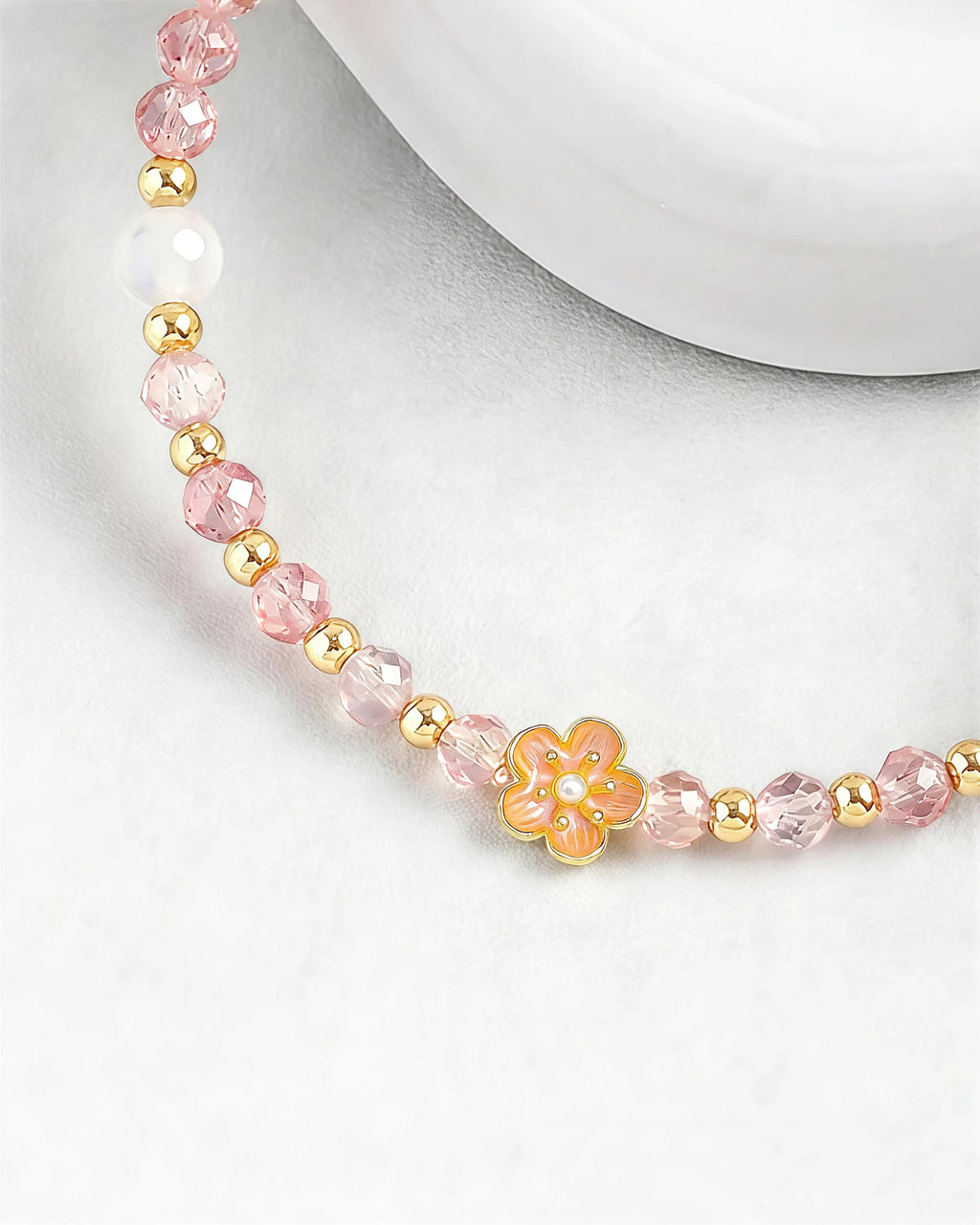 Faceted Strawberry Quartz Floral Gold Bracelet – Love & Softness