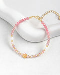 Faceted Strawberry Quartz Floral Gold Bracelet – Love & Softness