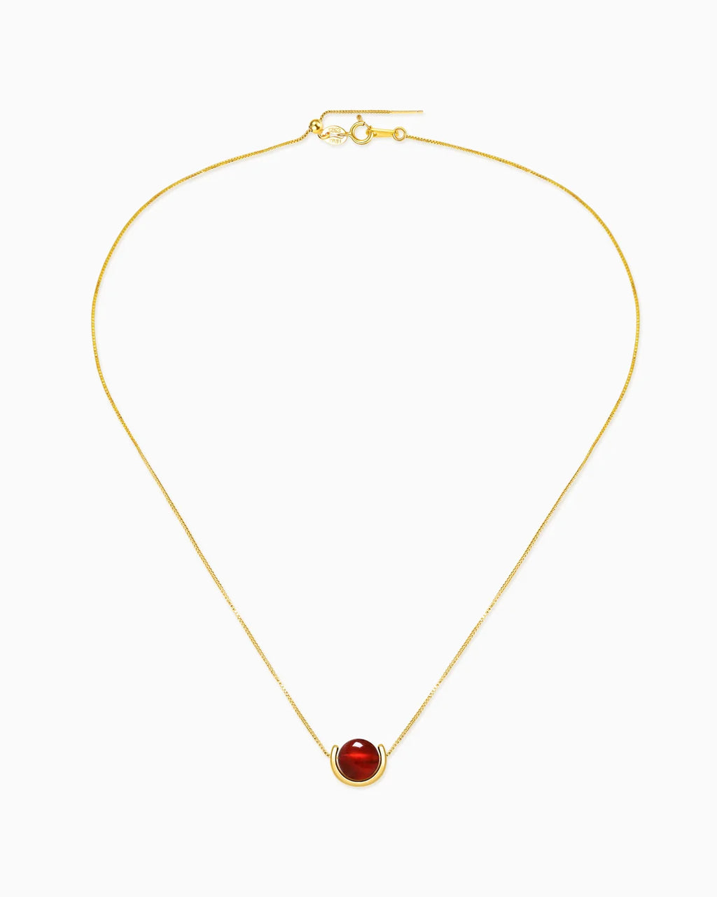 Garnet U-Shape Gold Plated Sterling Silver Necklace