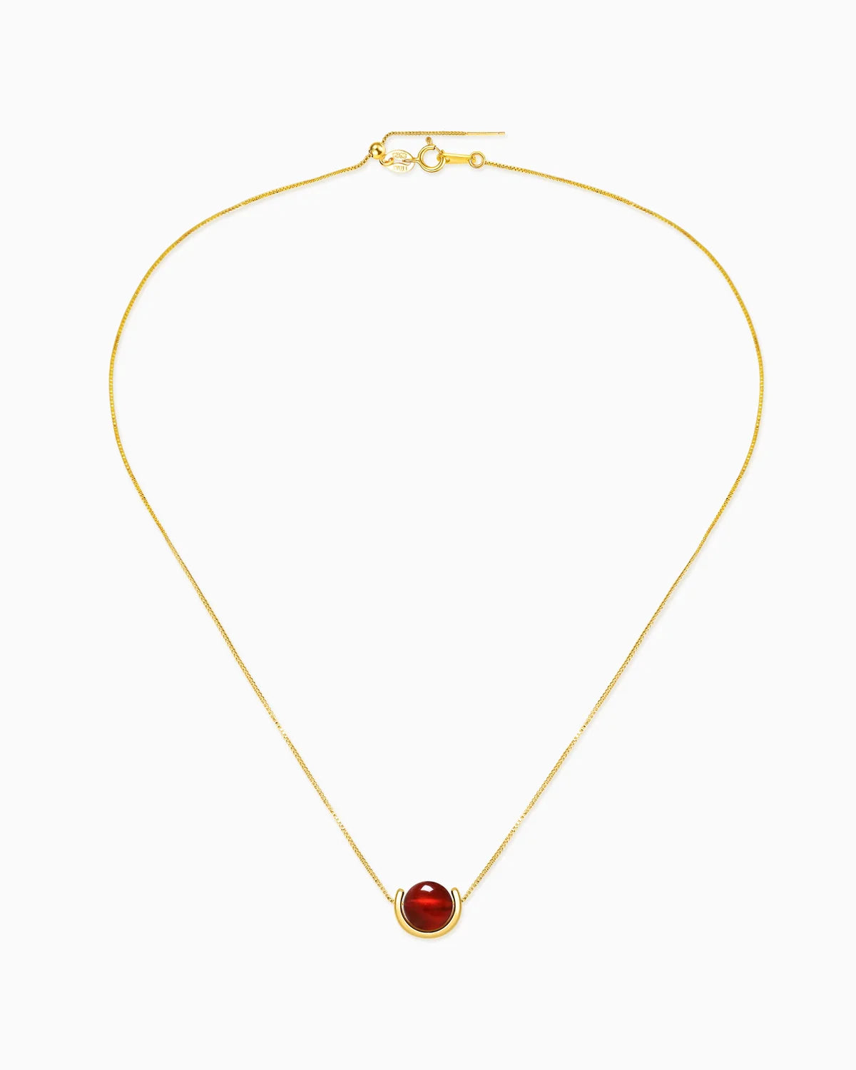 Garnet U-Shape Gold Plated Sterling Silver Necklace