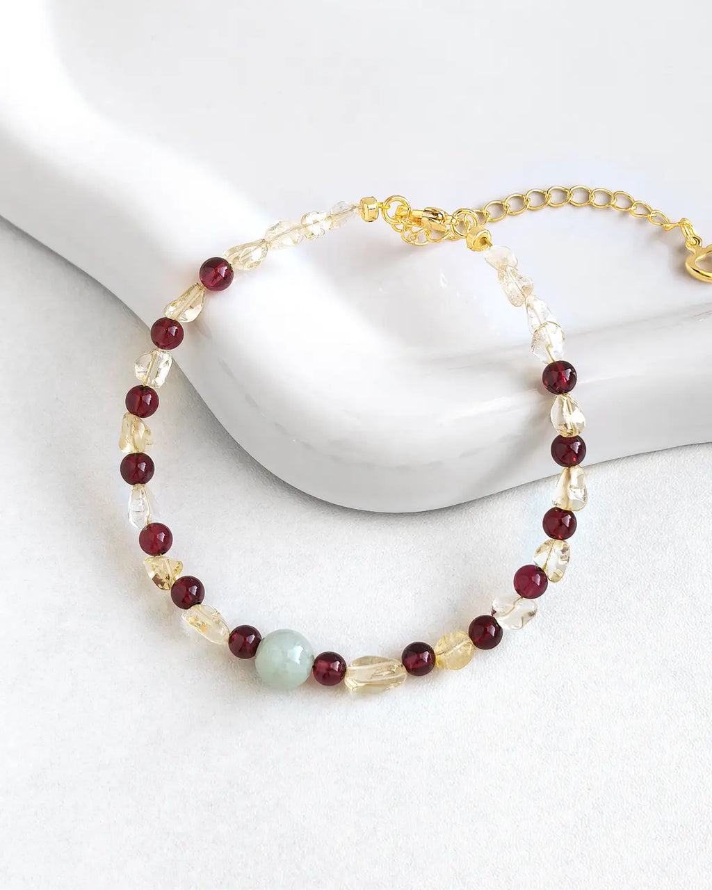 Garnet Citrine Jade Gold Bracelet – Abundance & Passion
