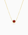 Garnet U-Shape Gold Plated Sterling Silver Necklace