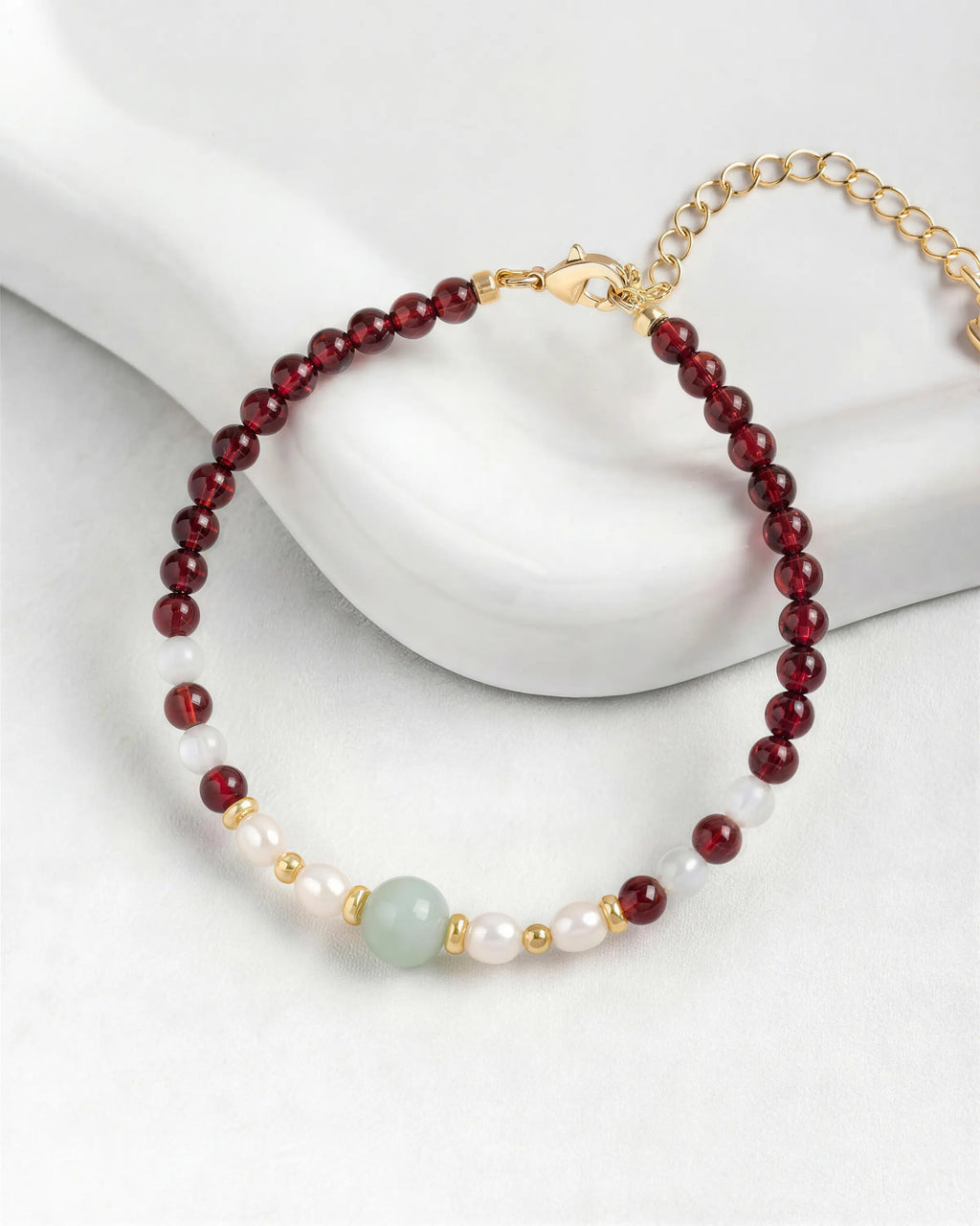 Garnet Moonstone Gold Bracelet – Passion & Harmony