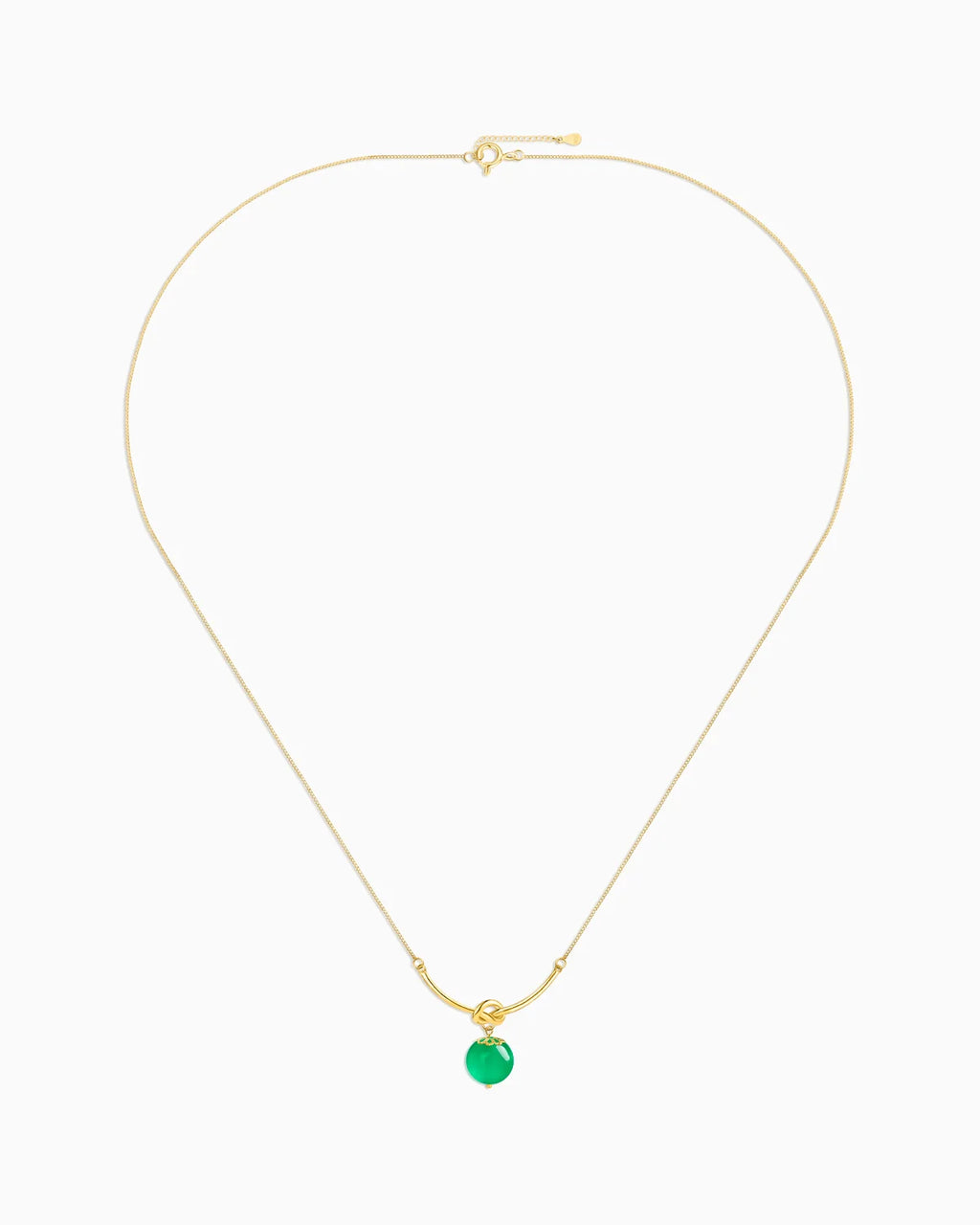 gold chain green agate necklace