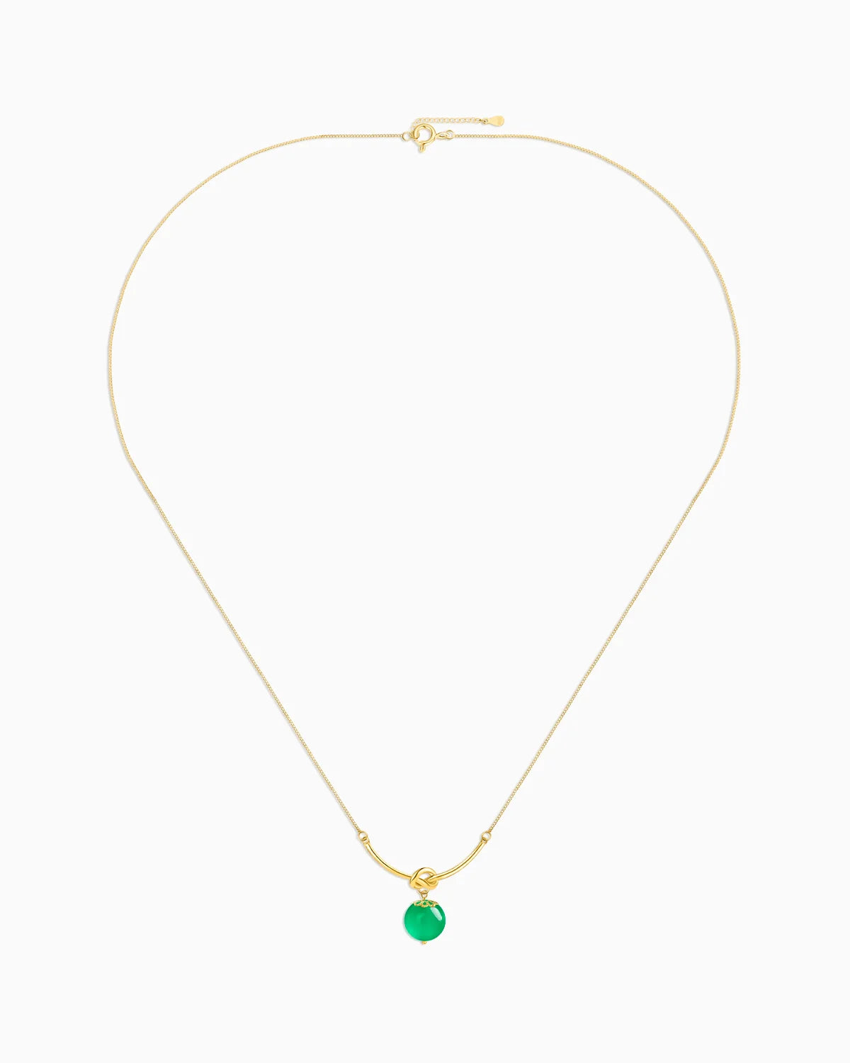 gold chain green agate necklace