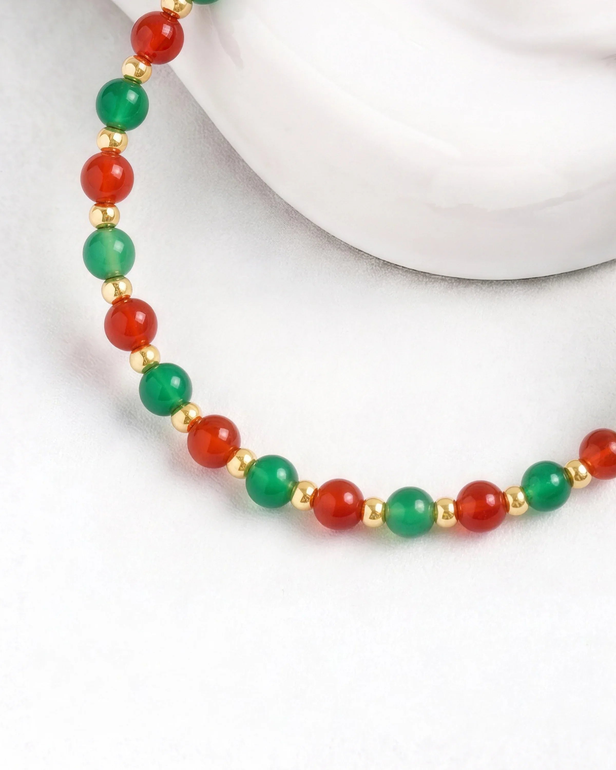 green and red agate beaded bracelet – jewelry for may birthday