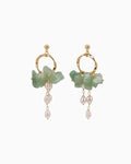 green aventurine gemstone chip gold earrings [stone:Aventurine]
