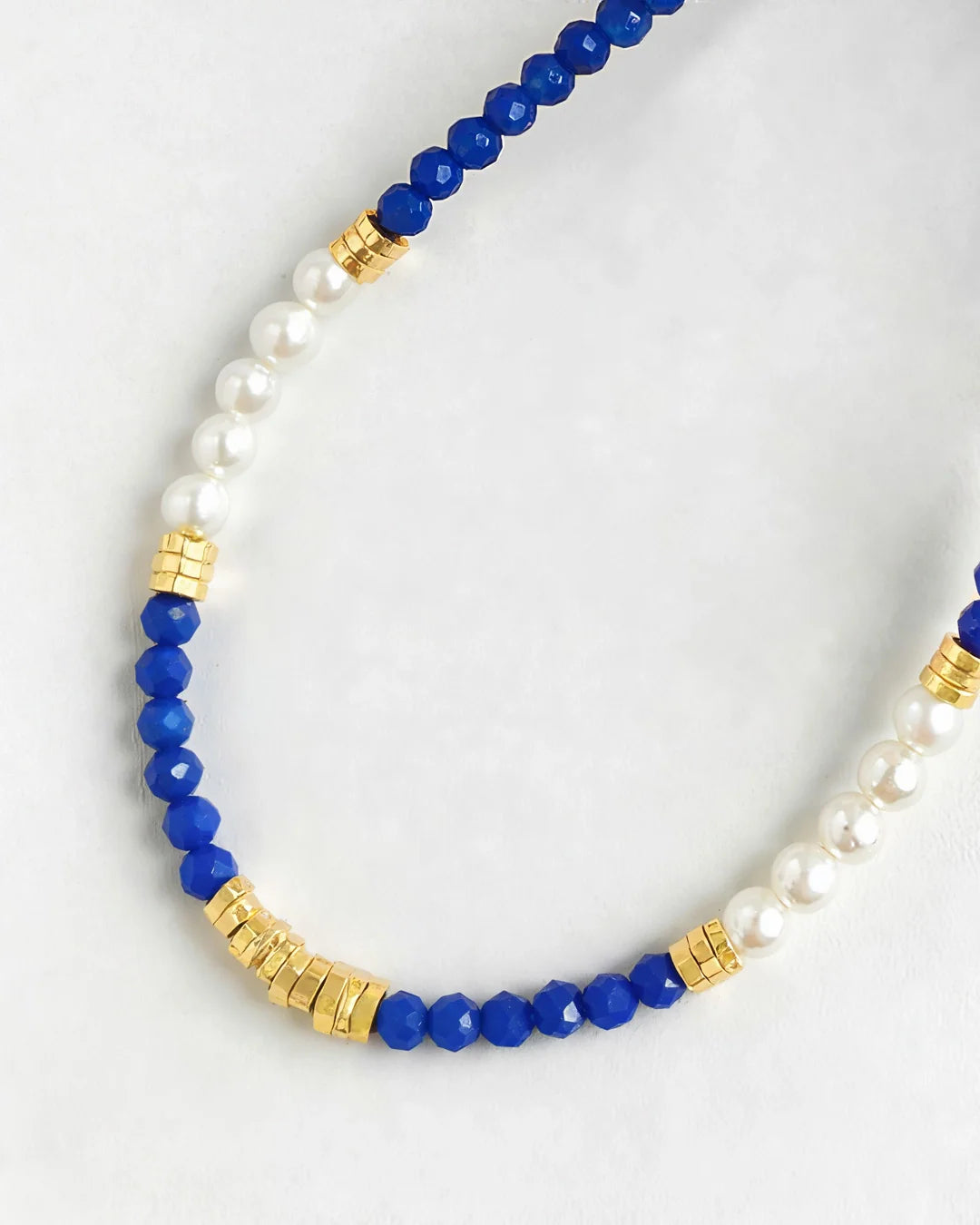 lapis lazuli beaded zodiac necklace detail