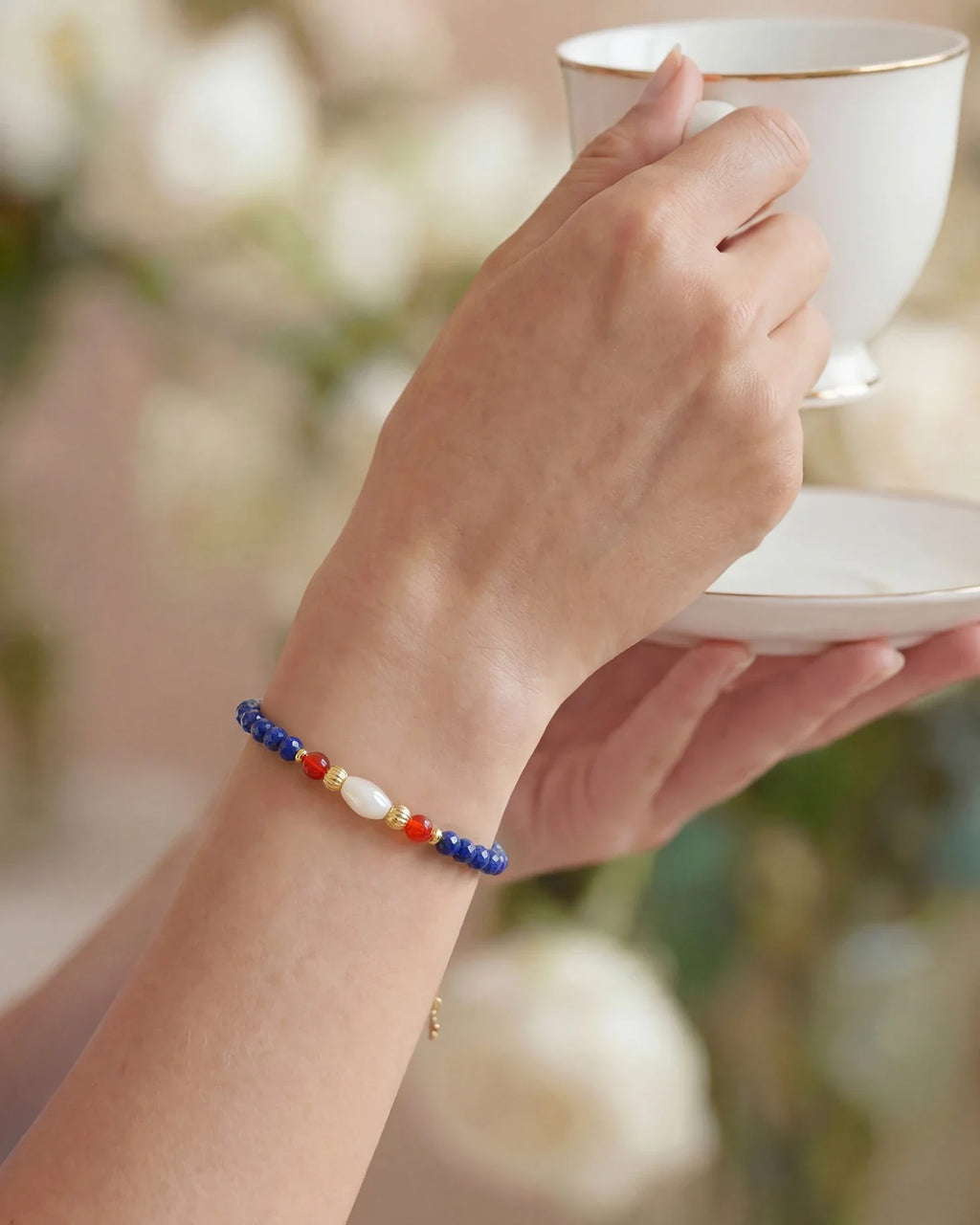 Lapis Lazuli Red Agate Gold Bracelet – Clarity & Serenity