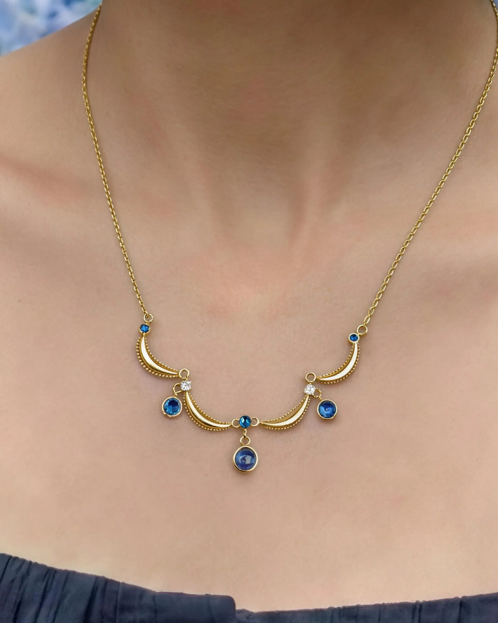 lapis lazuli charm necklace on the model