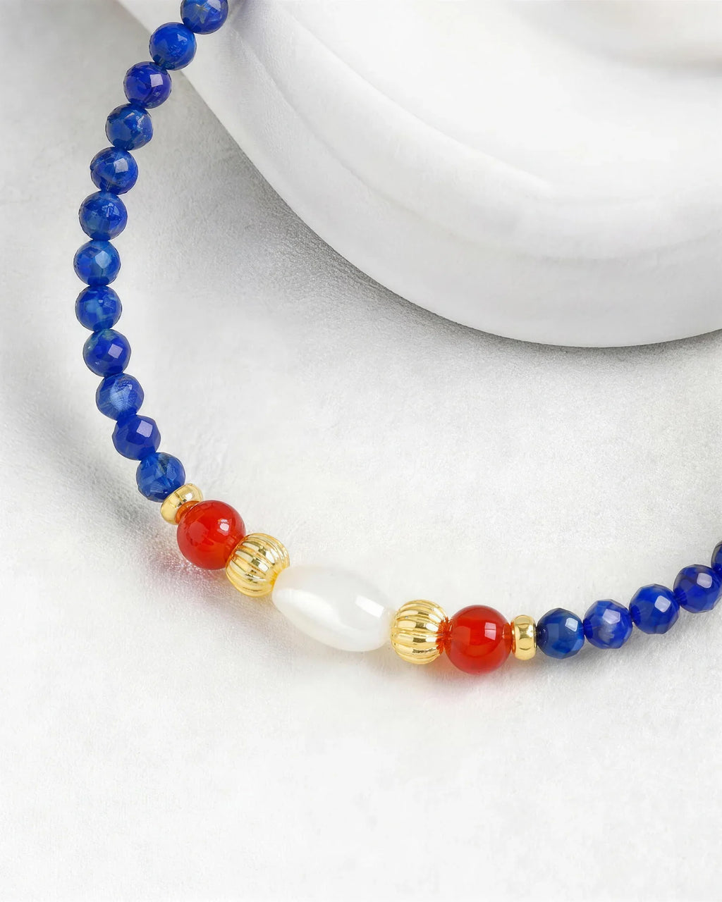 Lapis Lazuli Red Agate 18K Gold Plated Bracelet
