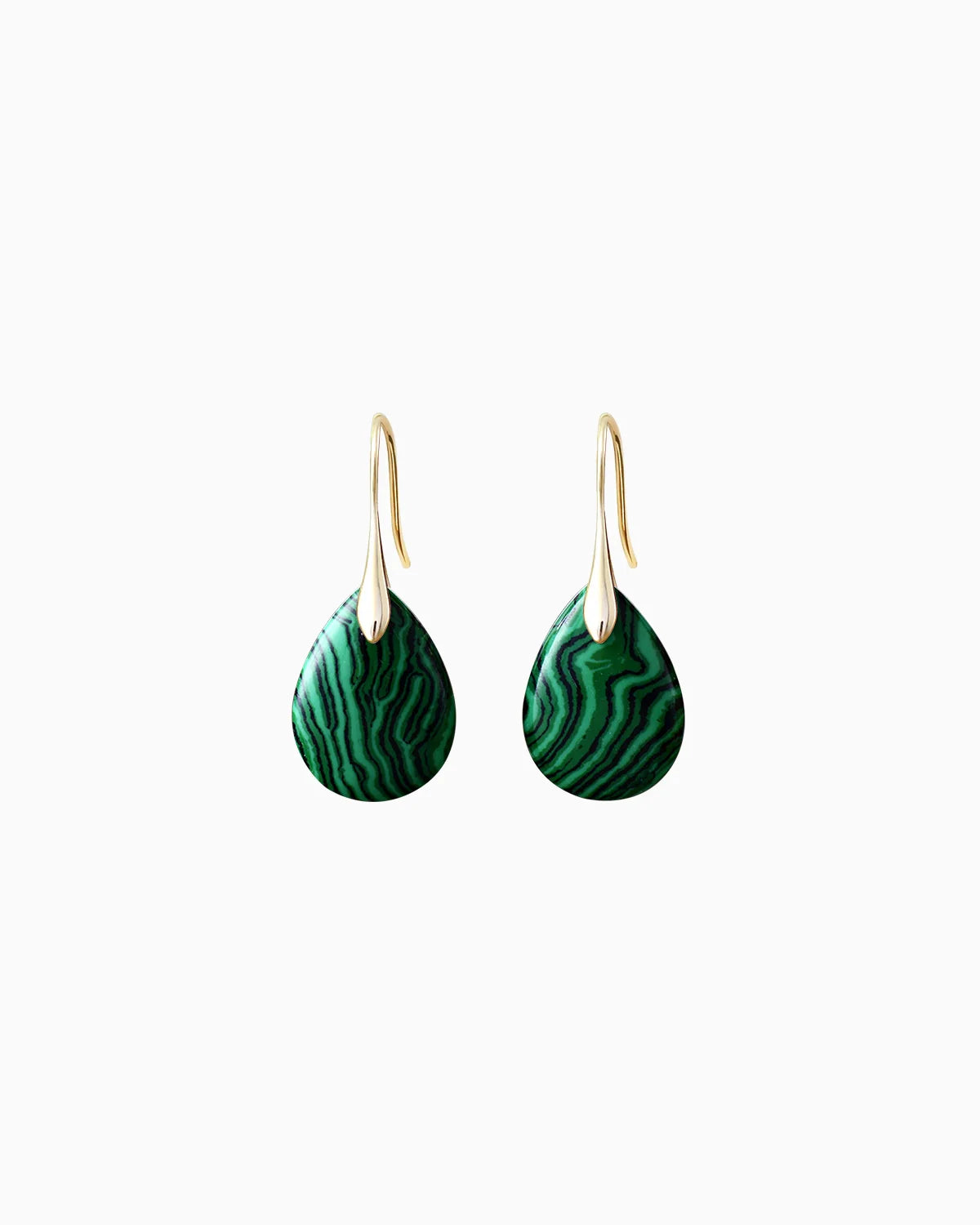 green malachite 14k gold plated drop earrings