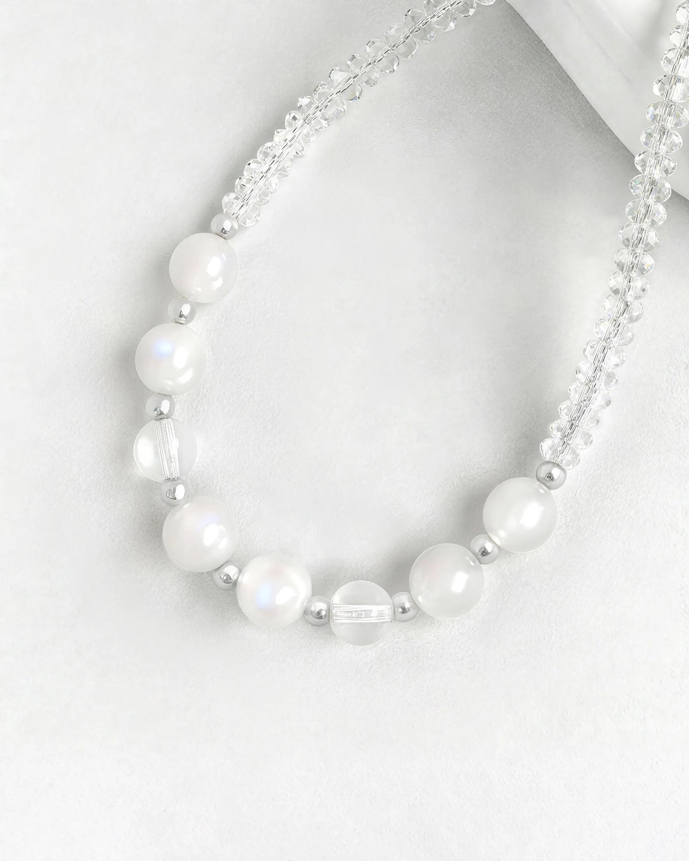 moonstone beaded necklace detail