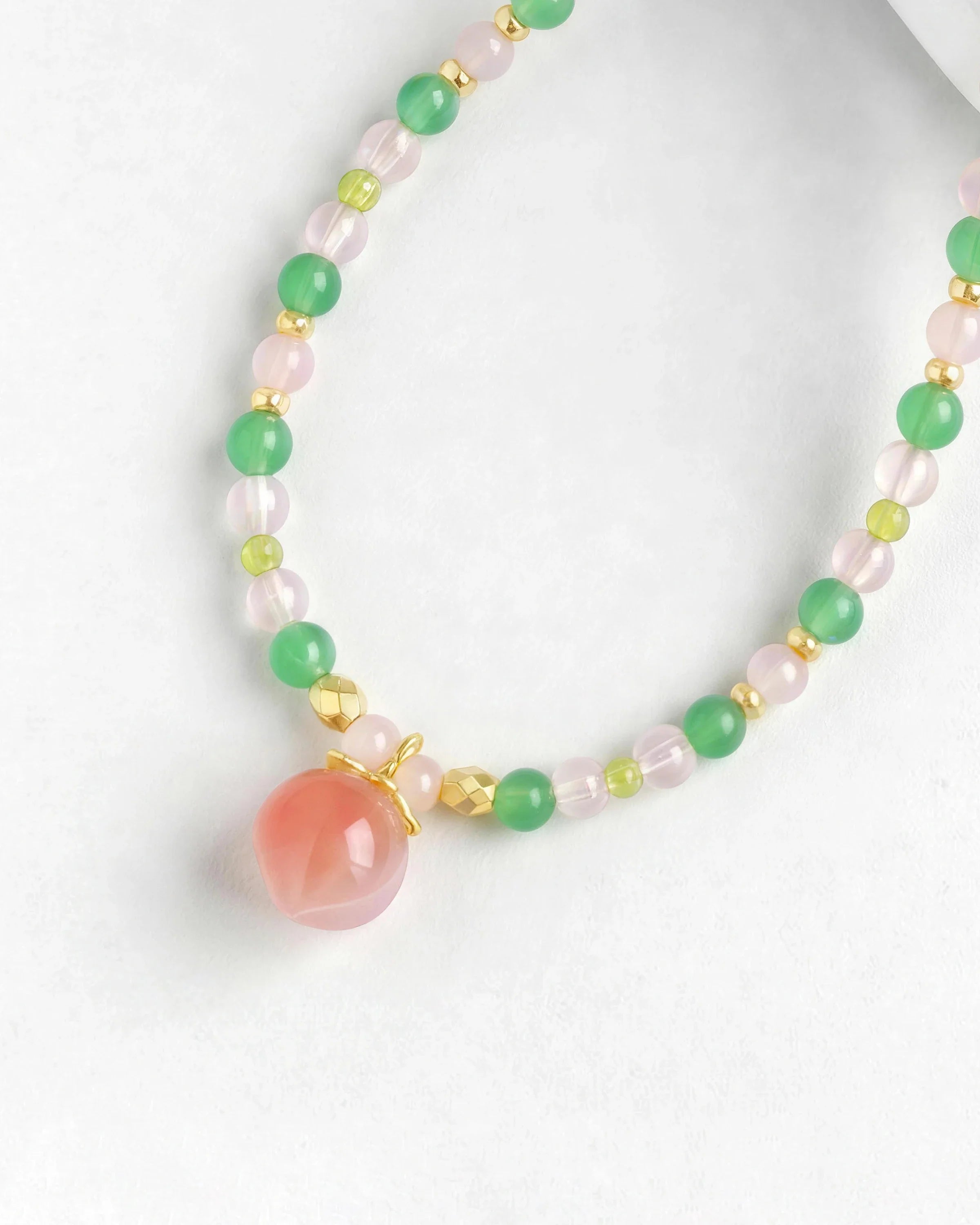 Peridot Rose Quartz Aventurine 14K Gold Plated Necklace