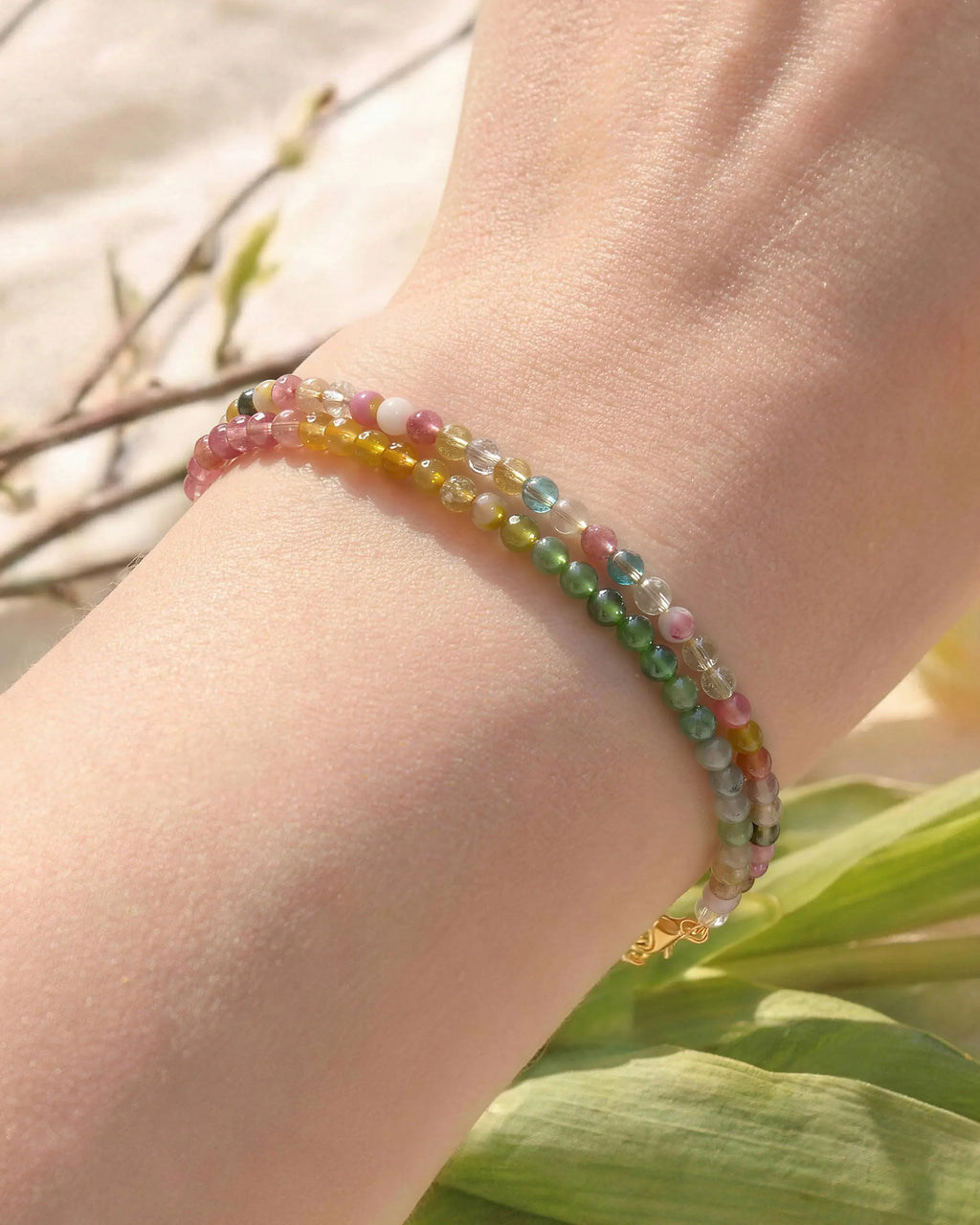 Rainbow Tourmaline Pre-layered Gold Bracelet – Love & Positivity