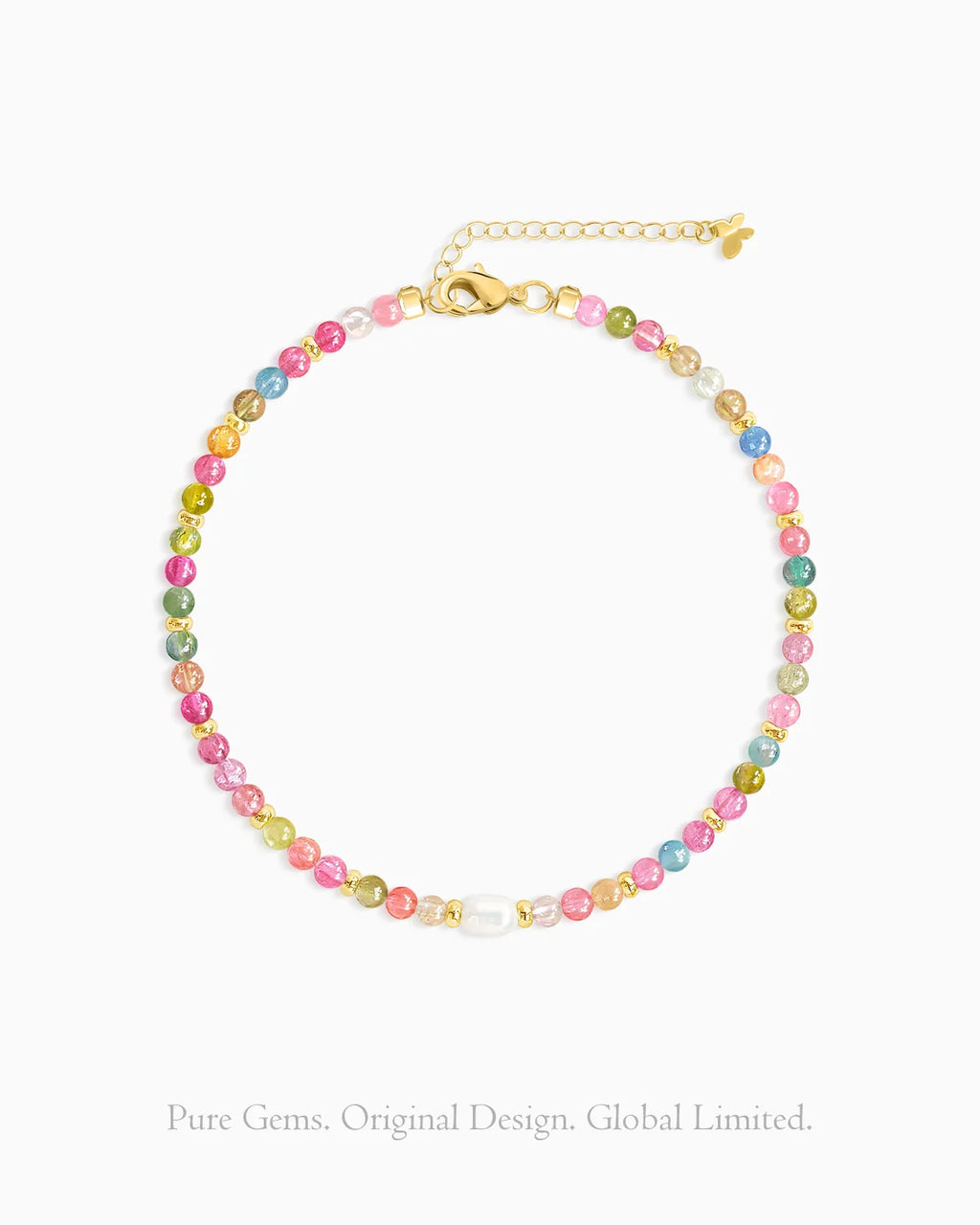 Rainbow Tourmaline Pearl Gold Necklace & Bracelet Set – Love & Balance