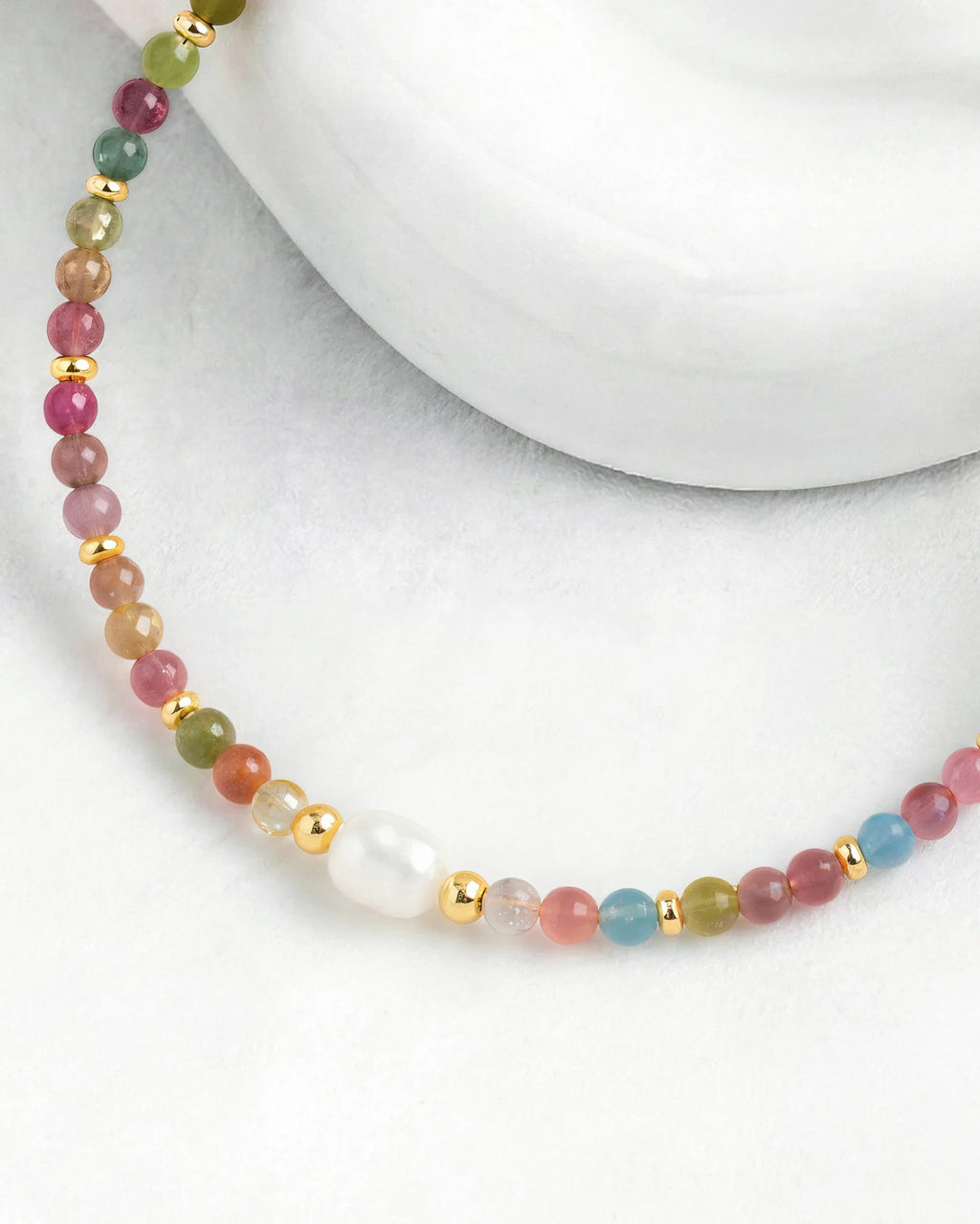 Rainbow Tourmaline Pearl Gold Bracelet – Expression & Freedom