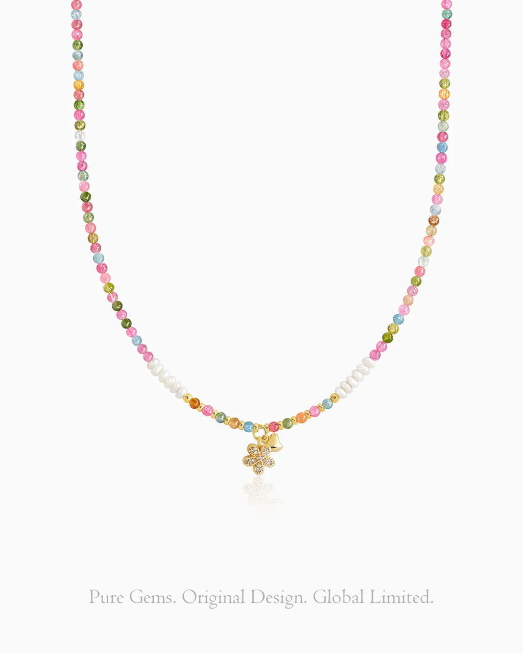Rainbow Tourmaline Pearl Gold Necklace & Bracelet Set – Love & Balance