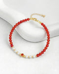 Red Agate Pearl Gold Bracelet – Vitality & Courage