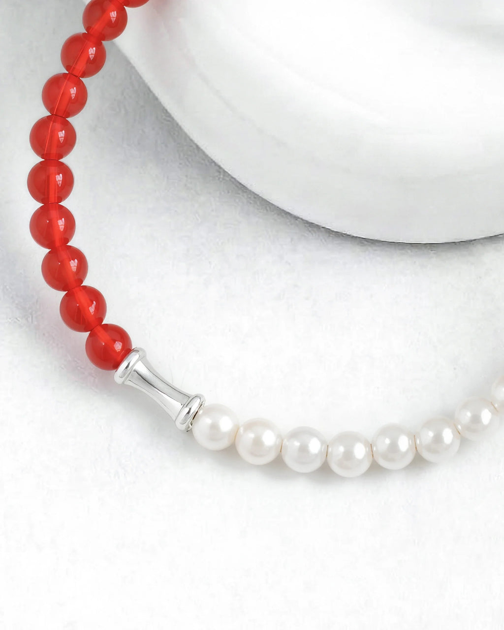 Red Agate Pearl 14K Gold Plated Bracelet